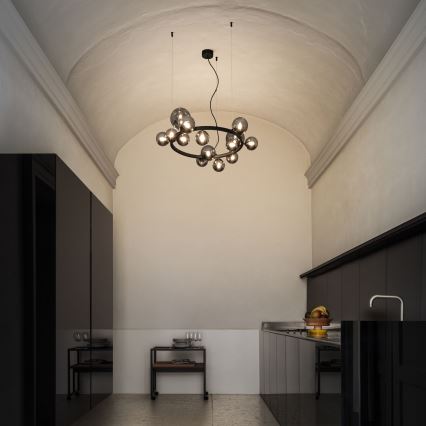 Ideal Lux - LED Hanglamp aan een koord PERLAGE 14xG9/3W/230V diameter 85 cm zwart/gerookt