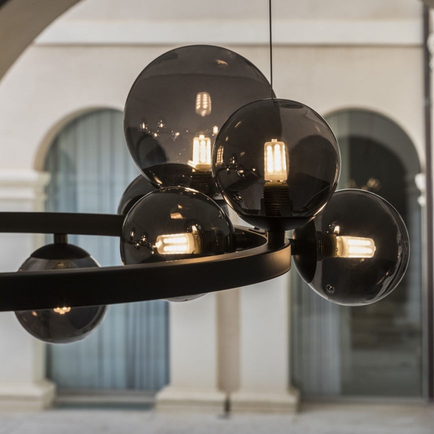 Ideal Lux - LED Hanglamp aan een koord PERLAGE 14xG9/3W/230V diameter 85 cm zwart/gerookt