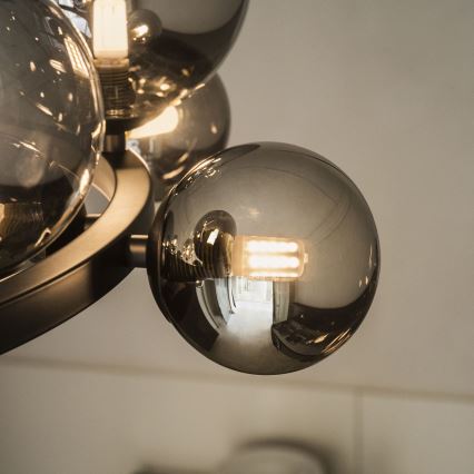 Ideal Lux - LED Hanglamp aan een koord PERLAGE 14xG9/3W/230V diameter 85 cm zwart/gerookt