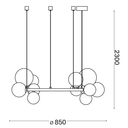 Ideal Lux - LED Hanglamp aan een koord PERLAGE 14xG9/3W/230V diameter 85 cm zwart/gerookt