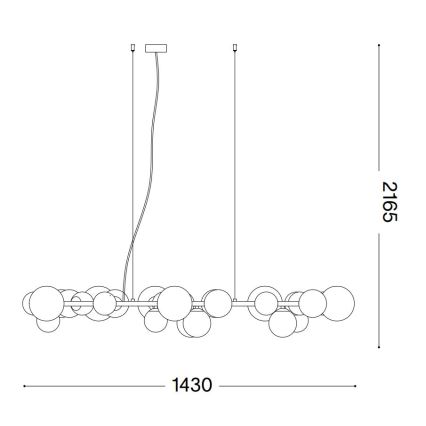 Ideal Lux - LED Hanglamp aan een koord PERLAGE 30xG9/3W/230V 143 cm zwart/gerookt