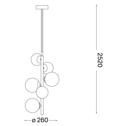 Ideal Lux - LED Hanglamp aan een koord PERLAGE 6xG9/3W/230V diameter 26 cm zwart/gerookt