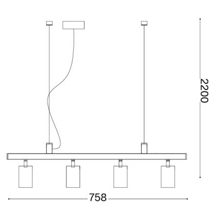Ideal Lux - LED hanglamp aan kabel DYNAMITE 4xGU10/7W/230V CRI 90 zwart