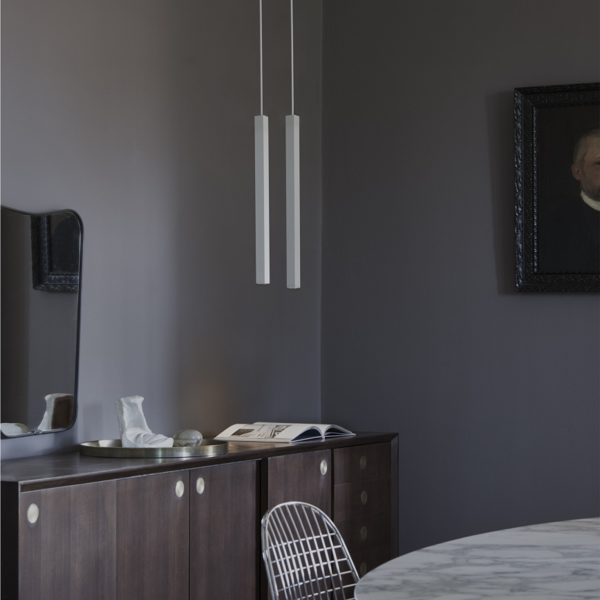Ideal Lux - LED-hanglamp aan kabel LOOK 1xGU10/7W/230V CRI 90 Ø 6 cm wit