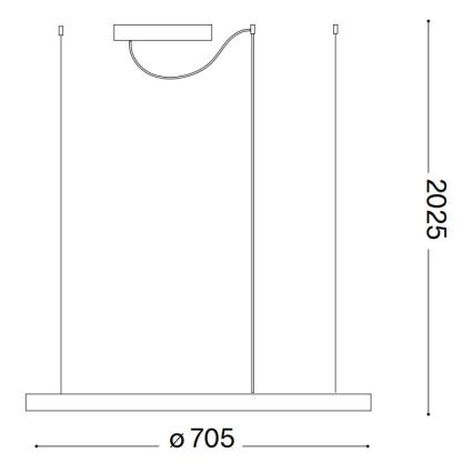 Ideal Lux - ORACLE SLIM LED hanglamp met kabel, 37W/230V, 2700K CRI 90, Ø 70 cm, zwart