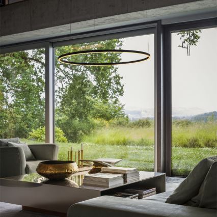 Ideal Lux - LED-hanglamp met kabelophanging ORACLE SLIM LED/53W/230V 2700K CRI 90 Ø 90 cm zwart