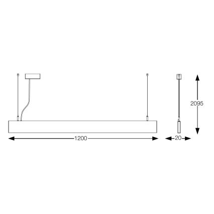 Ideal Lux - LED-hanglamp aan staalkabel STEEL LED/29W/230V 3000K CRI 90 120 cm wit