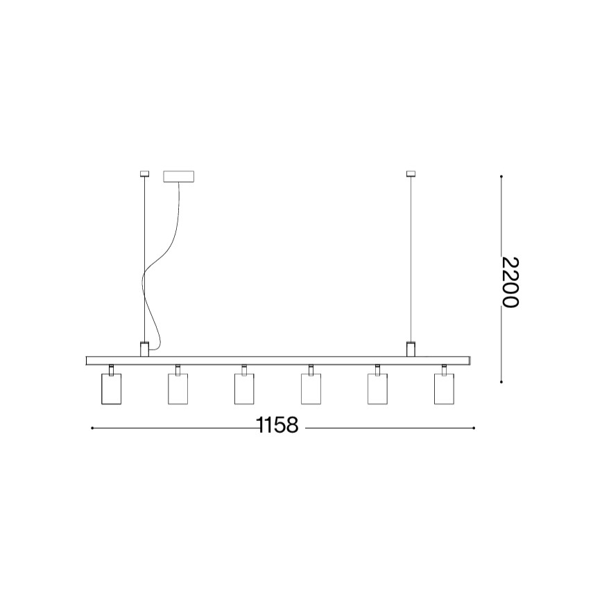 Ideal Lux - LED-hanglamp met kabel DYNAMITE 6xGU10/7W/230V CRI 90 zwart