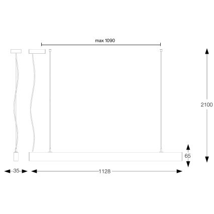 Ideal Lux - LED-hanglamp met kabel OFFICE LED/30W/230V 3000K CRI 90 wit