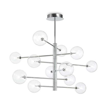 Ideal Lux - LED Hanglamp met vaste pendel EQUINOXE 12xG4/2W/230V diameter 124 cm glanzend chroom/doorzichtig