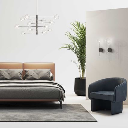 Ideal Lux - LED Hanglamp met vaste pendel EQUINOXE 12xG4/2W/230V diameter 124 cm glanzend chroom/doorzichtig