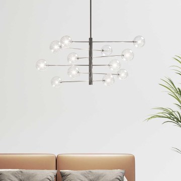 Ideal Lux - LED Hanglamp met vaste pendel EQUINOXE 12xG4/2W/230V diameter 124 cm glanzend chroom/doorzichtig