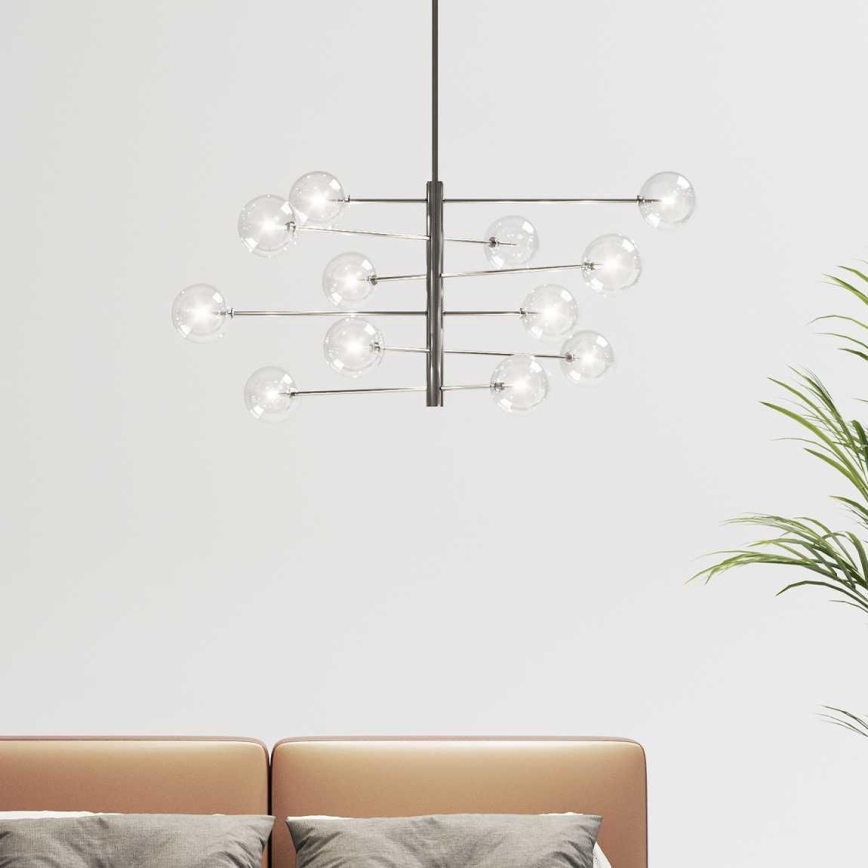 Ideal Lux - LED Hanglamp met vaste pendel EQUINOXE 12xG4/2W/230V diameter 124 cm glanzend chroom/doorzichtig