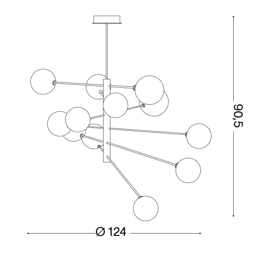 Ideal Lux - LED Hanglamp met vaste pendel EQUINOXE 12xG4/2W/230V diameter 124 cm messing/doorzichtig