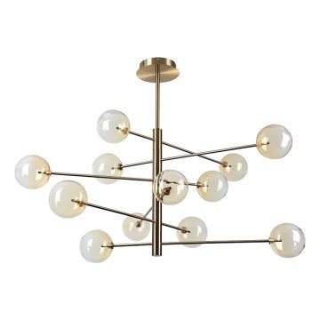 Ideal Lux - LED Hanglamp met vaste pendel EQUINOXE 12xG4/2W/230V diameter 128,1 cm messing/gerookt