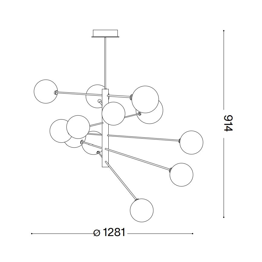 Ideal Lux - LED Hanglamp met vaste pendel EQUINOXE 12xG4/2W/230V diameter 128,1 cm messing/gerookt