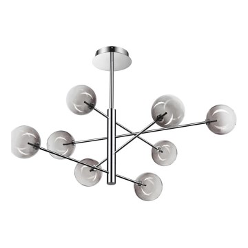 Ideal Lux - LED Hanglamp met vaste pendel EQUINOXE 8xG4/2W/230V diameter 128 cm glanzend chroom/gerookt