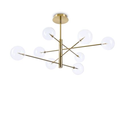 Ideal Lux - LED Hanglamp met vaste pendel EQUINOXE 8xG4/2W/230V diameter 128 cm messing/doorzichtig
