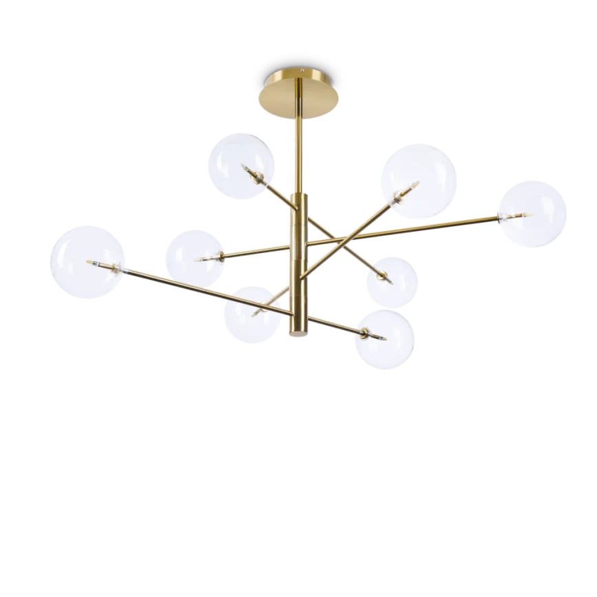 Ideal Lux - LED Hanglamp met vaste pendel EQUINOXE 8xG4/2W/230V diameter 128 cm messing/doorzichtig
