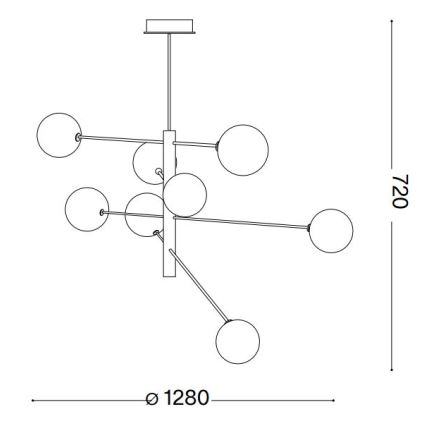 Ideal Lux - LED Hanglamp met vaste pendel EQUINOXE 8xG4/2W/230V diameter 128 cm messing/gerookt