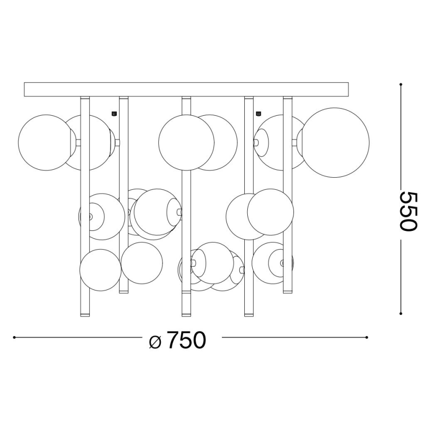 Ideal Lux - LED Hanglamp met vaste pendel PERLAGE 18xG9/3W/230V diameter 70 cm goud/gerookt