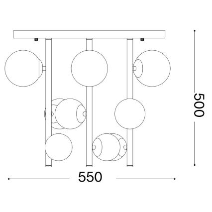Ideal Lux - LED Hanglamp met vaste pendel PERLAGE 9xG9/3W/230V diameter 55 cm goud/wit