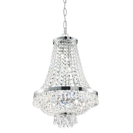 Ideal Lux - LED Kristallen hanglamp aan een ketting CAESAR 6xG9/3W/230V diameter 38 cm glanzend chroom