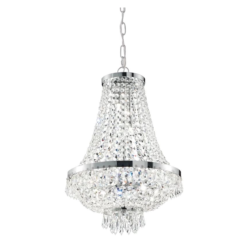 Ideal Lux - LED Kristallen hanglamp aan een ketting CAESAR 6xG9/3W/230V diameter 38 cm glanzend chroom