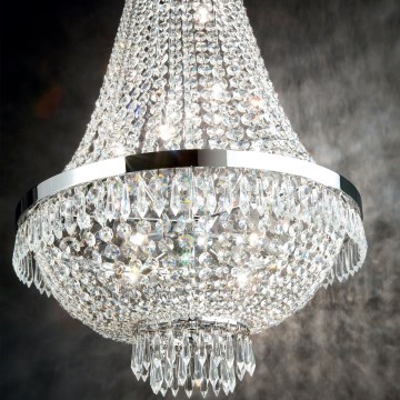 Ideal Lux - LED Kristallen hanglamp aan een ketting CAESAR 6xG9/3W/230V diameter 38 cm glanzend chroom