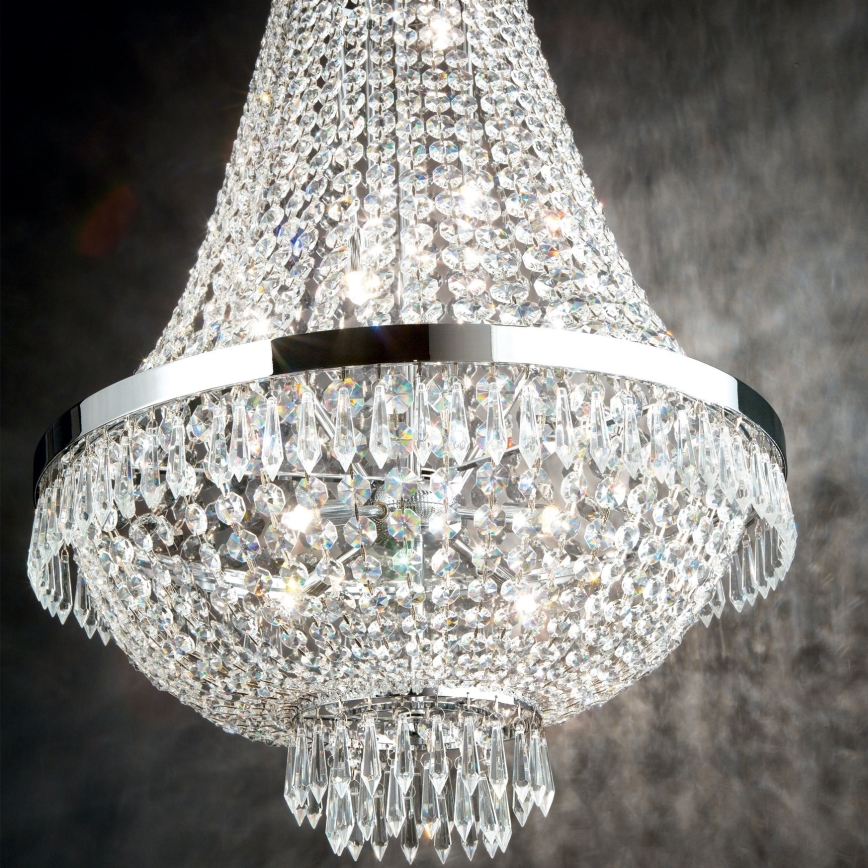 Ideal Lux - LED Kristallen hanglamp aan een ketting CAESAR 6xG9/3W/230V diameter 38 cm glanzend chroom