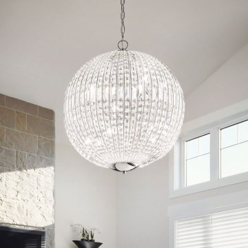 Ideal Lux - LED Kristallen hanglamp aan een ketting LUXOR 6xG9/3W/230V diameter 40 cm doorzichtig