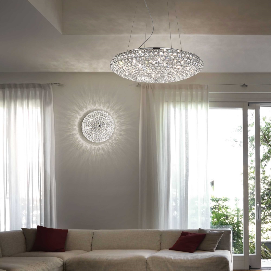 Ideal Lux - LED Kristallen hanglamp aan een koord KING 12xG9/3W/230V diameter 65 cm glanzend chroom