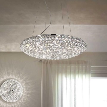 Ideal Lux - LED Kristallen hanglamp aan een koord KING 12xG9/3W/230V diameter 65 cm glanzend chroom