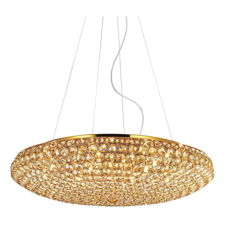 Ideal Lux - LED Kristallen hanglamp aan een koord KING 12xG9/3W/230V diameter 65 cm goud