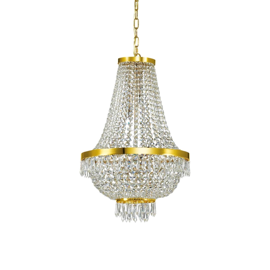 Ideal Lux - LED kristallen kroonluchter aan ketting CAESAR 9xG9/3W/230V Ø 45 cm goudkleurig