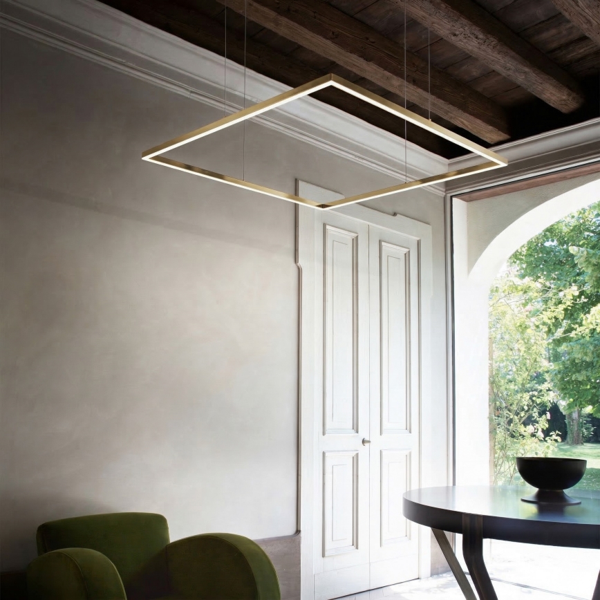 Ideal Lux - LED-kroonluchter met kabelophanging ORACLE SLIM LED/44W/230V 3000K CRI 90 70x70 cm goudkleurig