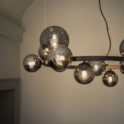 Ideal Lux - LED-kroonluchter aan kabel PERLAGE 11xG9/3W/230V Ø 73 cm zwart/rookzwart