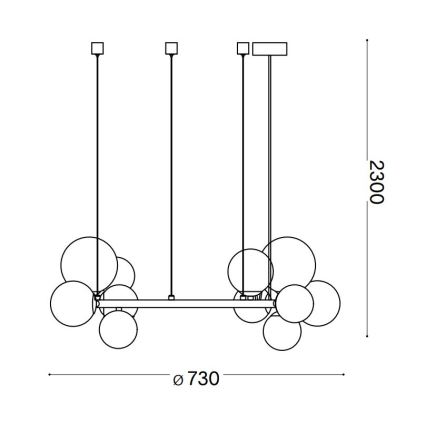 Ideal Lux - LED-kroonluchter aan kabel PERLAGE 11xG9/3W/230V Ø 73 cm zwart/rookzwart