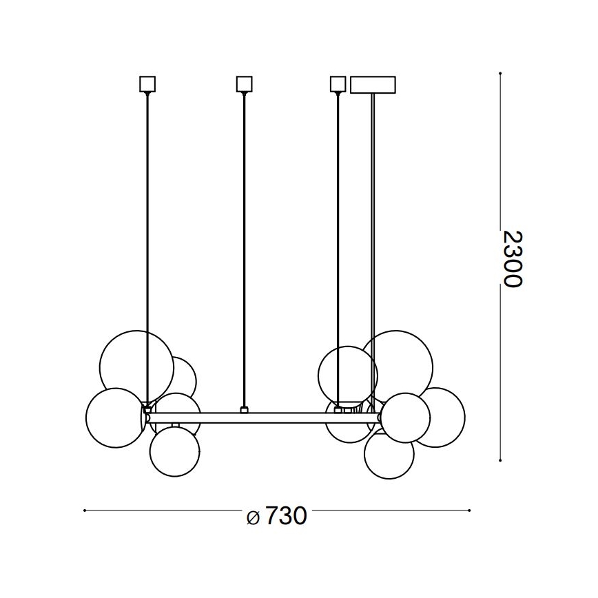 Ideal Lux - LED-kroonluchter aan kabel PERLAGE 11xG9/3W/230V Ø 73 cm zwart/rookzwart