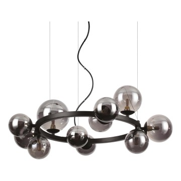 Ideal Lux - LED-kroonluchter aan kabel PERLAGE 11xG9/3W/230V Ø 73 cm zwart/rookzwart