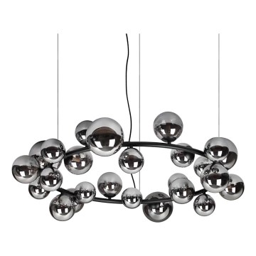 Ideal Lux - LED-kroonluchter met kabel PERLAGE 25xG9/3W/230V 110 cm zwart/rookzwart