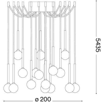 Ideal Lux - LED-kroonluchter met kabelophanging LUCCIOLA 16xLED/16W/230V CRI 90, spinnenmodel, messing