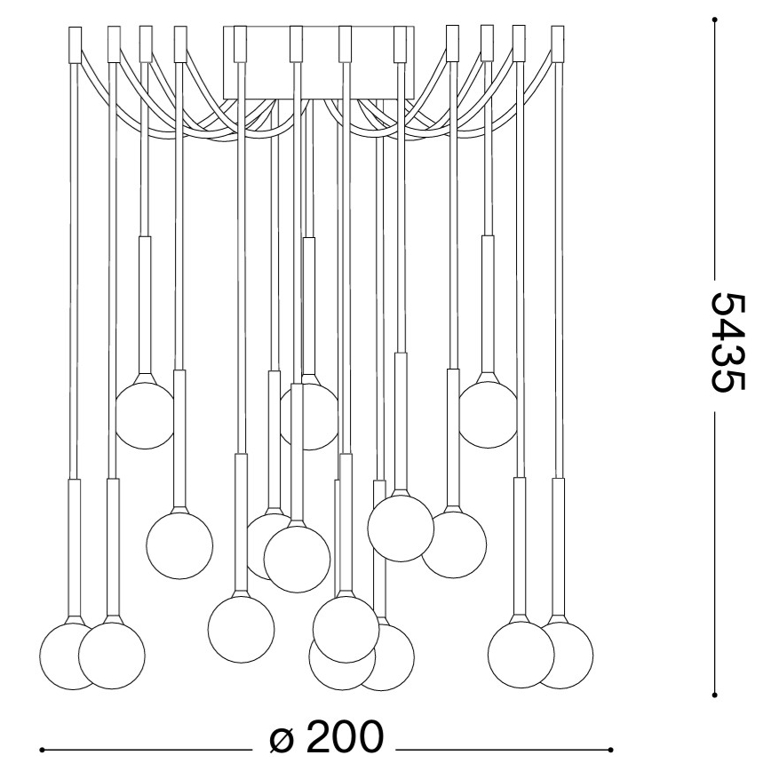 Ideal Lux - LED-kroonluchter met kabelophanging LUCCIOLA 16xLED/16W/230V CRI 90, spinnenmodel, messing