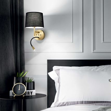 Ideal Lux - LED Lampe flexible avec montage SET 1xE27/42W + LED/3W/230V CRI 90 USB doré