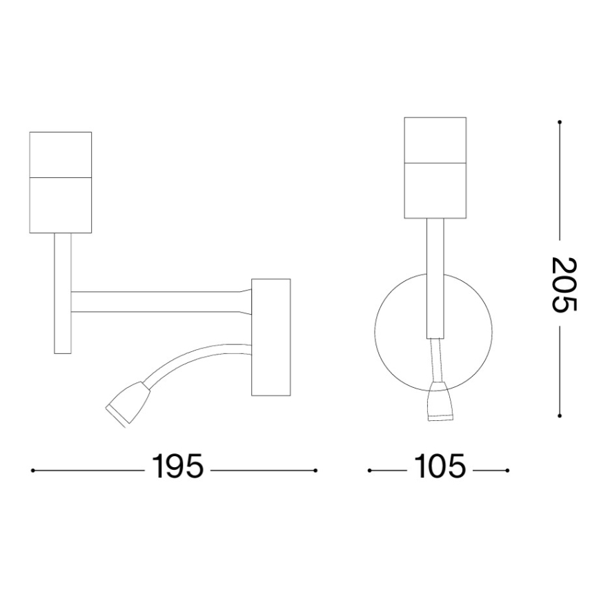 Ideal Lux - LED Lampe flexible avec montage SET 1xE27/42W + LED/3W/230V CRI 90 USB doré