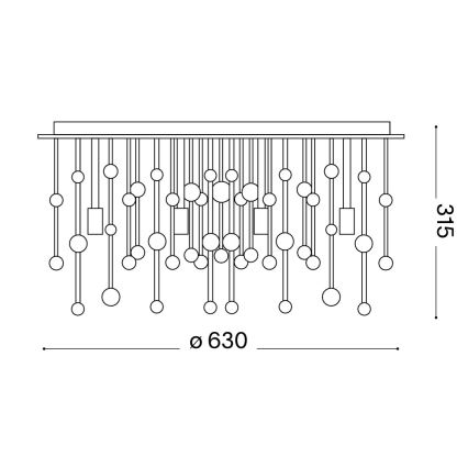 Ideal Lux - LED-plafondlamp NEVE 12xG9/3W/230V Ø 63 cm glanzend chroom