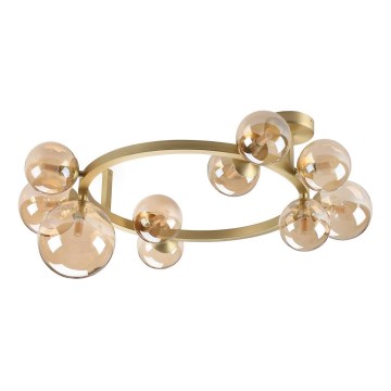 Ideal Lux - LED-plafonnière PERLAGE 10xG9/3W/230V Ø70 cm goud/rookbeige