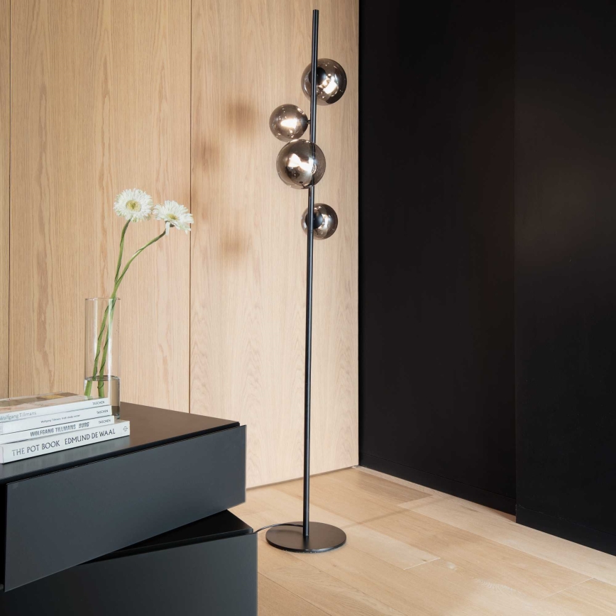 Ideal Lux - LED-vloerlamp PERLAGE 4xG9/3W/230V zwart/rookzwart