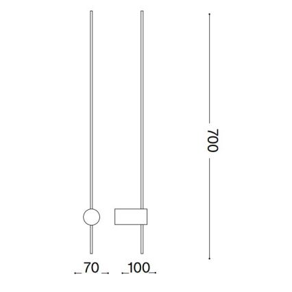 Ideal Lux - LED wand verlichting ESSENCE LED/12W/230V 4000K 70 cm CRI 90 zwart