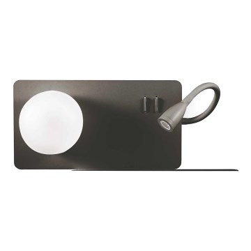 Ideal Lux - LED wand verlichting met een flexible klein lamp BOOK 1xG9/28W + LED/3W/230V USB zwart